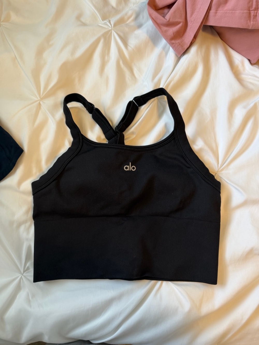 ALO Yoga Black Ribbed Cropped Tank Top